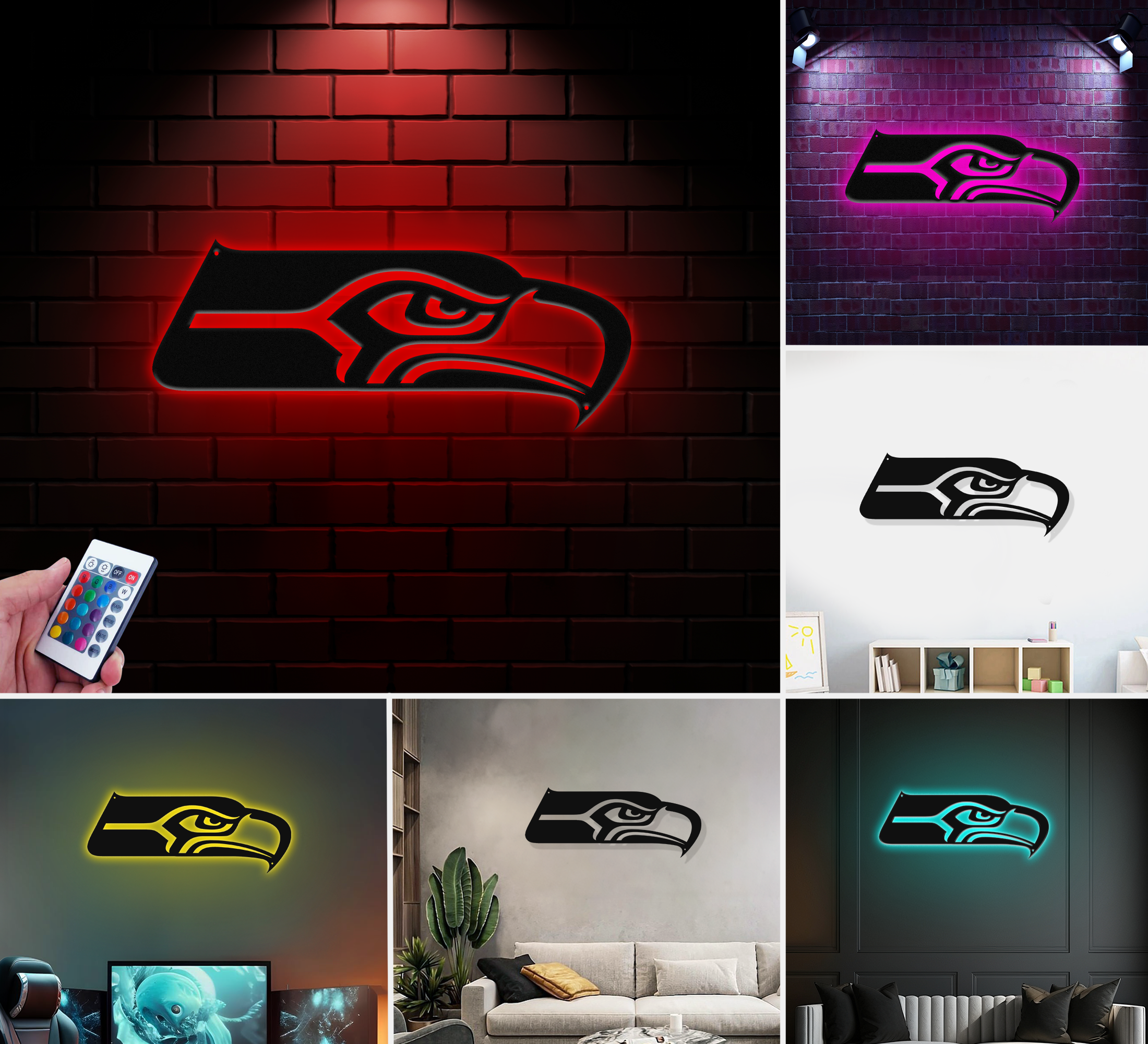 Seattle Seahawks Wall Decor Led Metal Sign PT54603