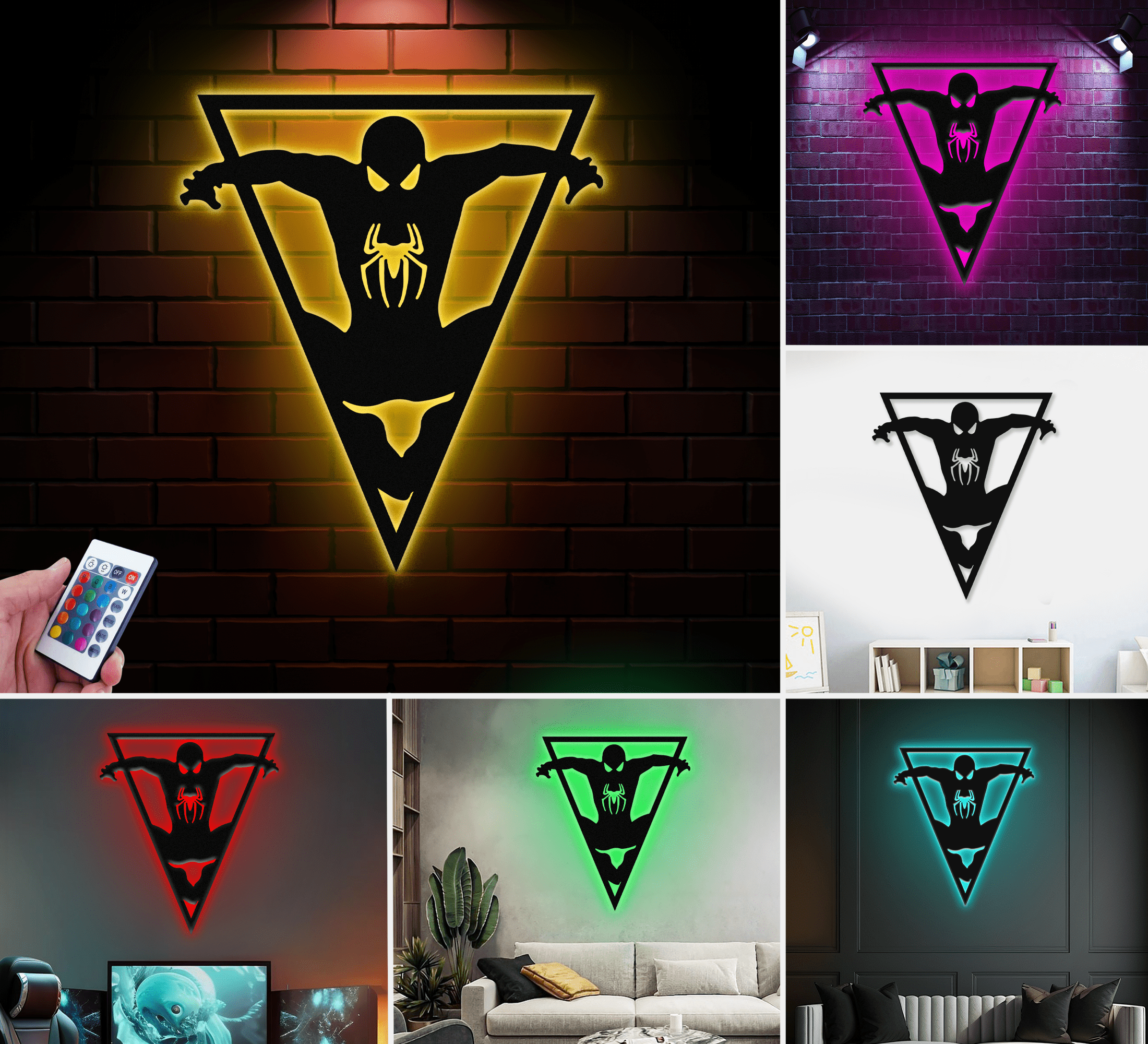 Avengers Metal Led Sign, Metal Sign Art Set, Avenger Superheroes,Home decors, Spiderman, Captain American, Hulk, Ironman, Comic Book Fan Decor, Avengers Inspired Room Illumination