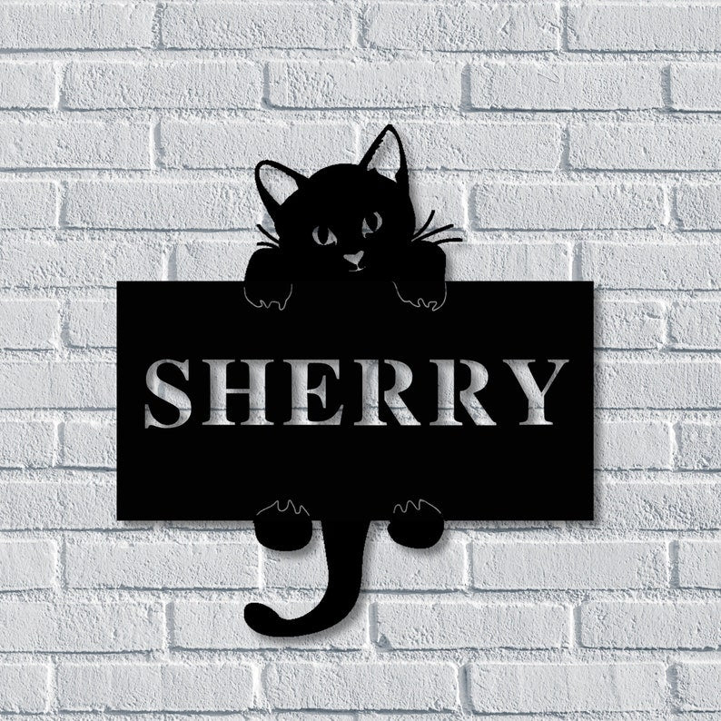 Personalized Metal Cat Sign
