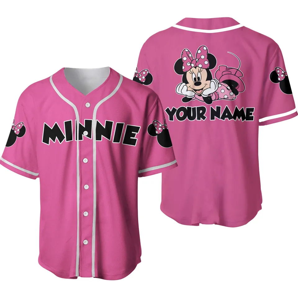 Minnie Mouse Black Pink Disney Custom Baseball Jersey