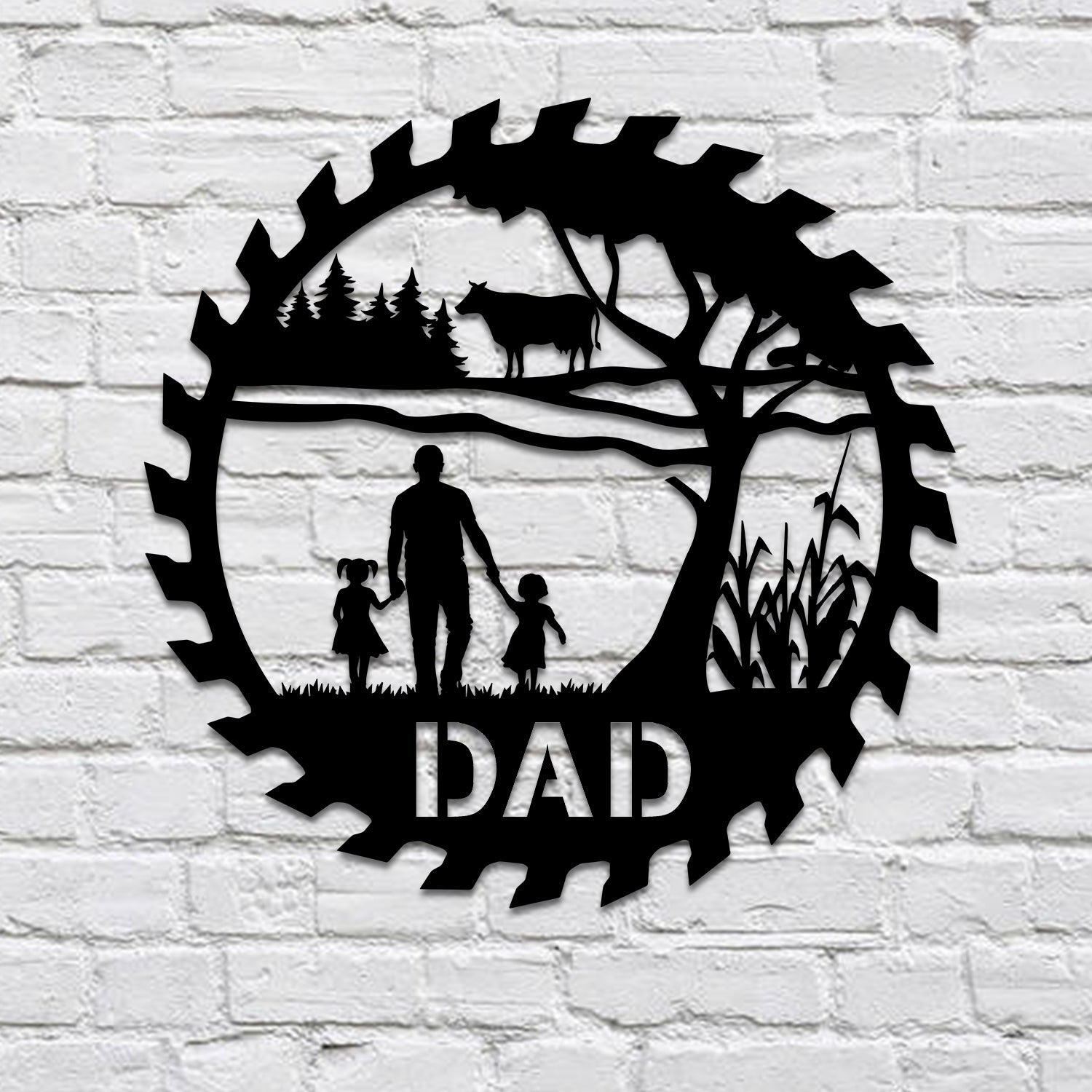 Custom Father And Kids Metal Sign