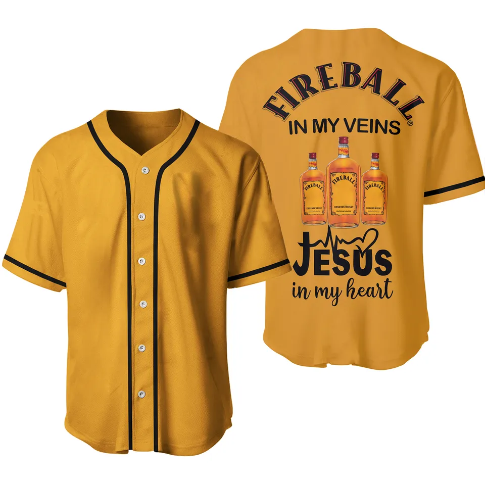Fireball Whiskey In My Veins Baseball Jersey