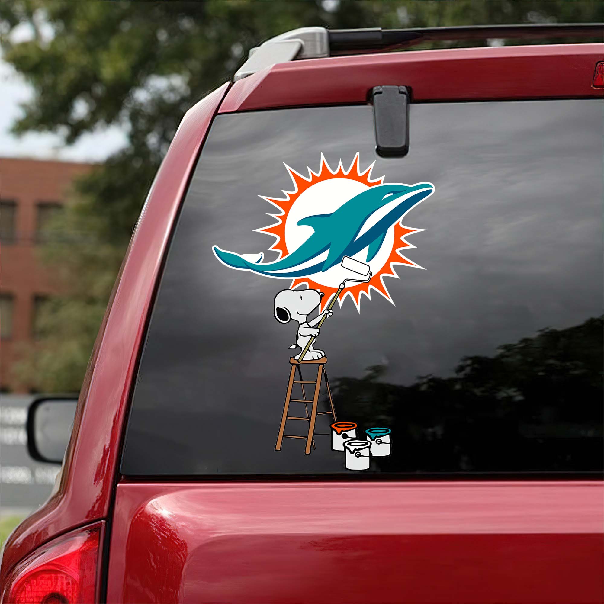 Miami Dolphins Mix Snoopy Car Decal Art PT54729