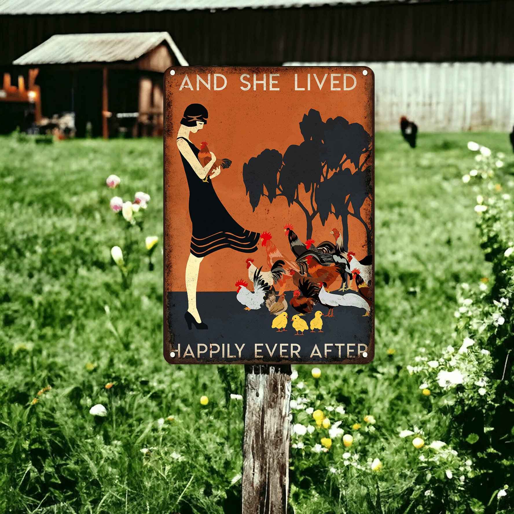 Chicken And She Lived Classic Metal Signs