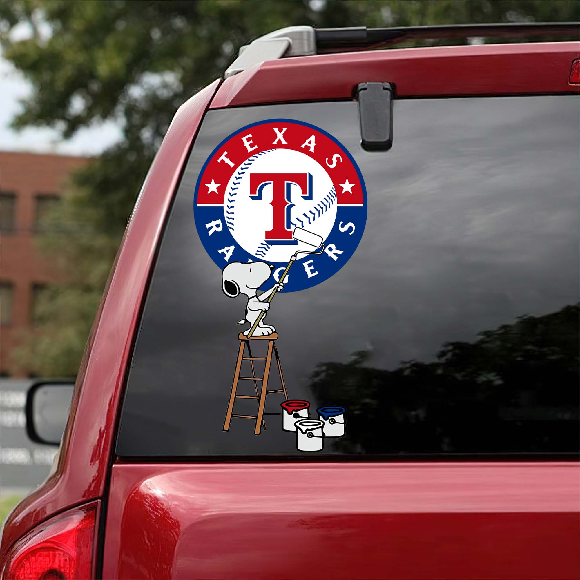 Texas Rangers Mix Snoopy Car Decal Art PT54804