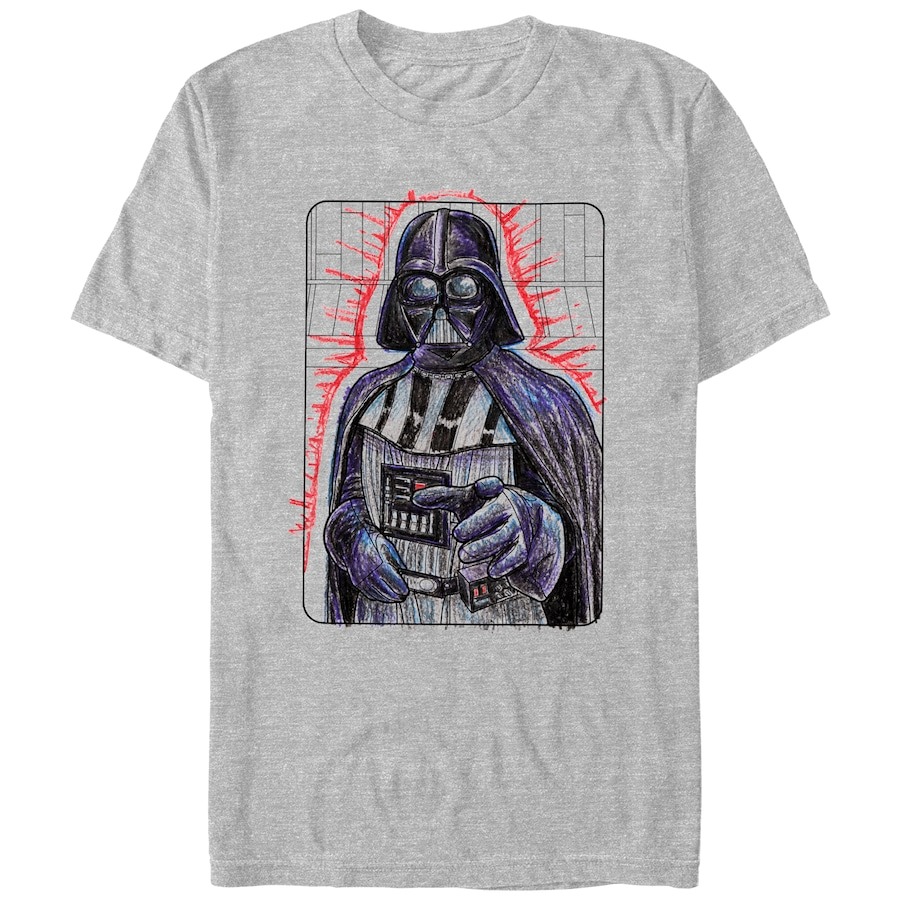 Darth Vader Star Wars Mad Engine Crayon Graphic T-Shirt - Heather Gray PT54818