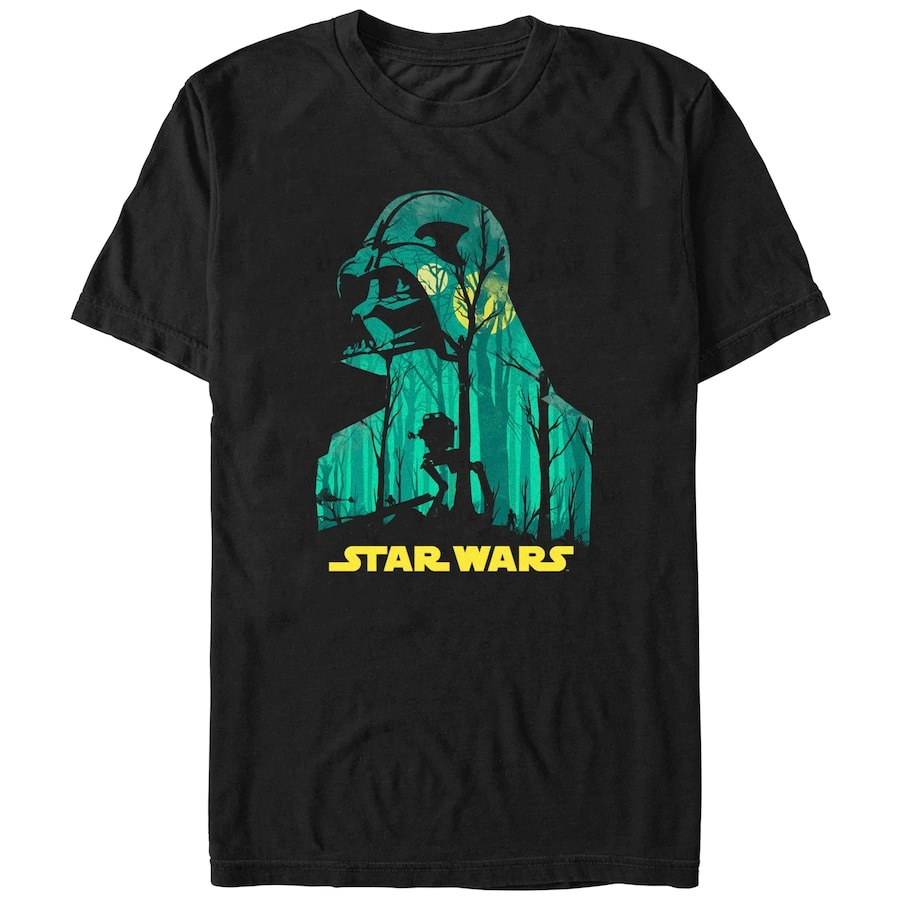 Darth Vader Star Wars Mad Engine Endor Forest Graphic T-Shirt - Black PT54819