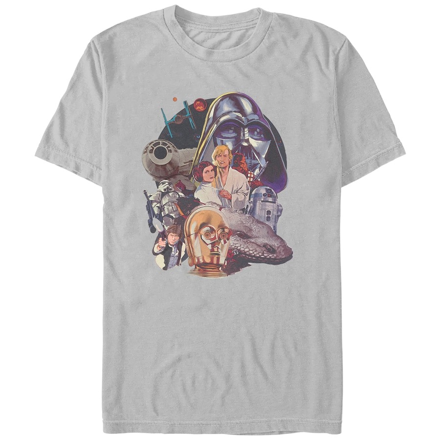 Star Wars Mad Engine Retro Group Painting Graphic T-Shirt - Gray PT54853