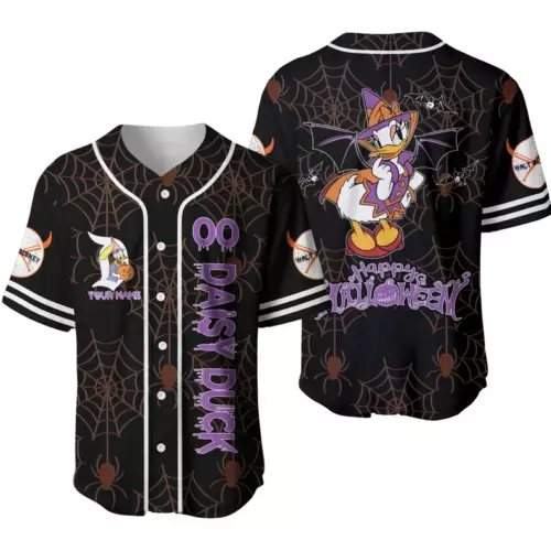 Personalized Daisy Duck Spiderweb Happy Halloween 3D BASEBALL JERSEY