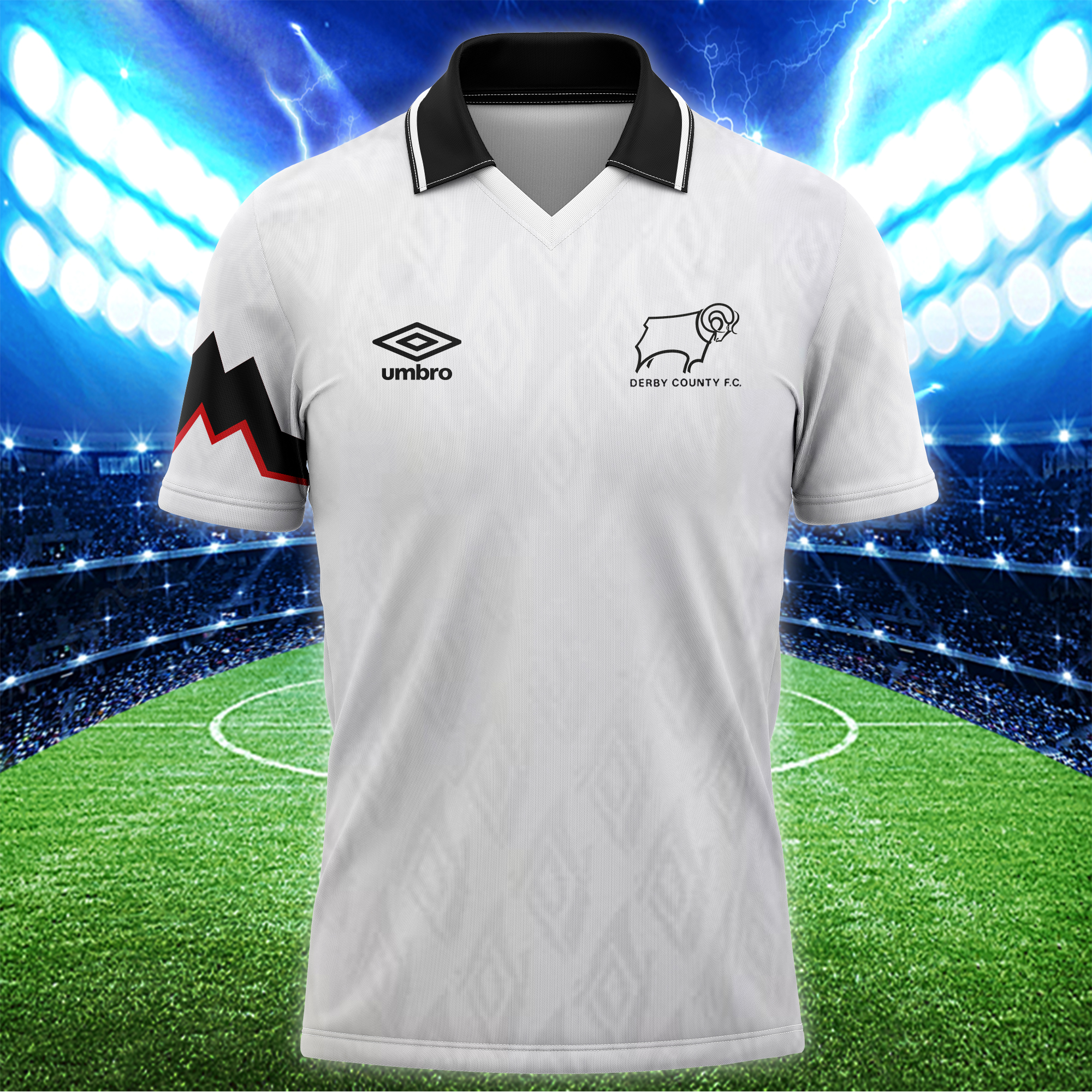 Derby County 1991-92 Home Kit Retro Shirt PT56659