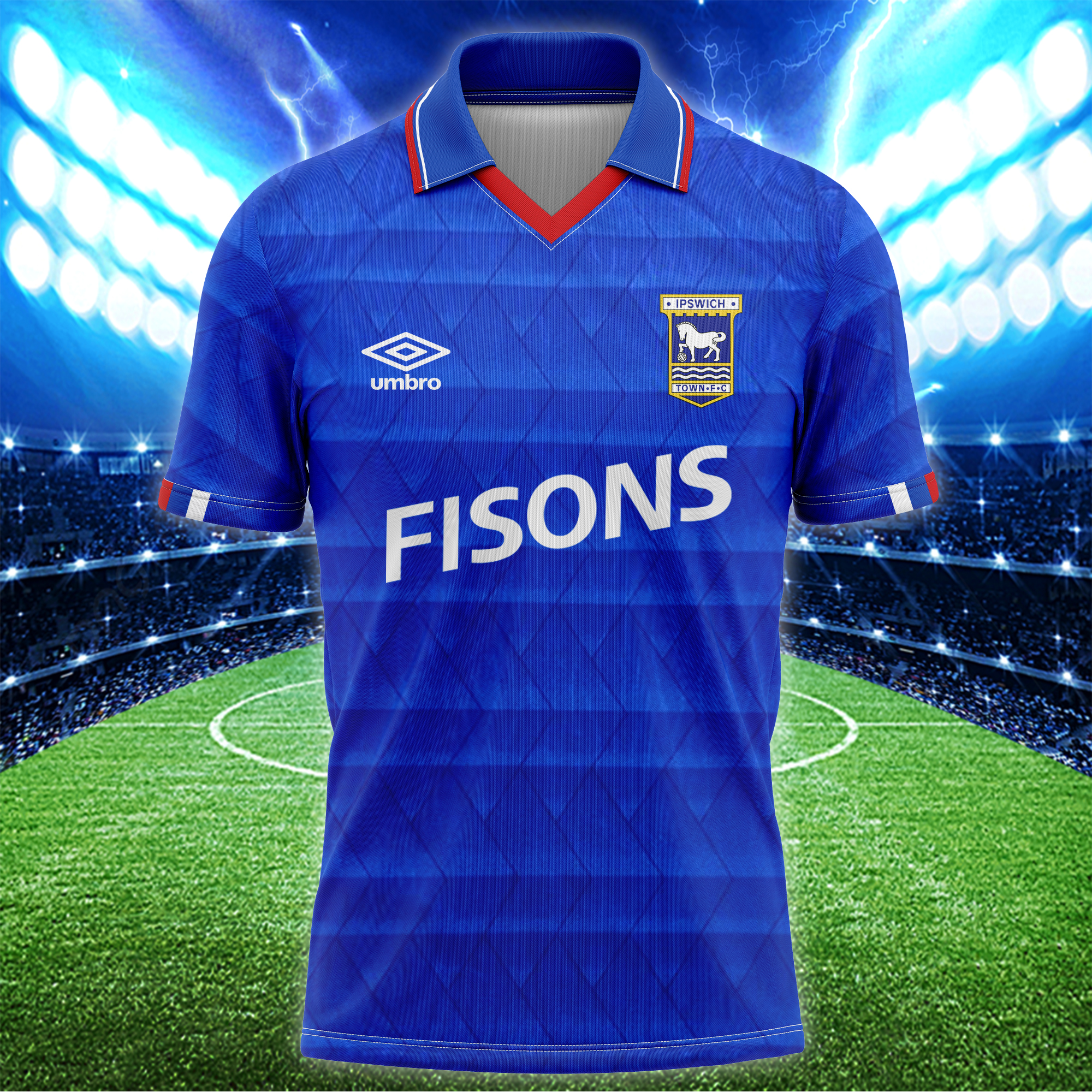 Ipswich Town 1991-92 Home Kit Retro Shirt PT56661