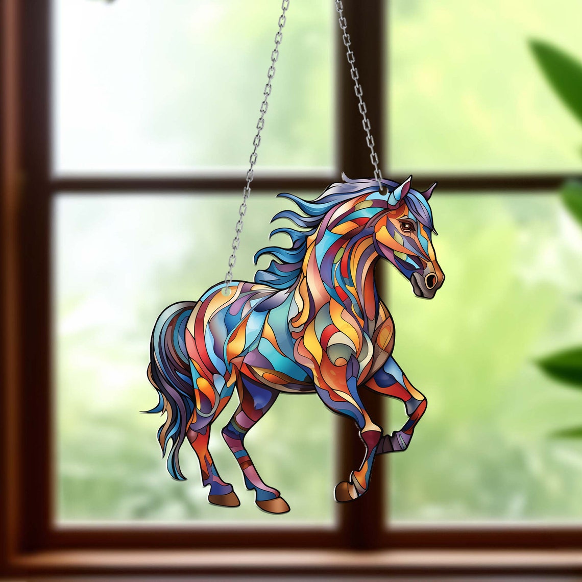 Colorful Horse memorial window hanging, Spirit Horse Decor, Gift For Horse Lover’s