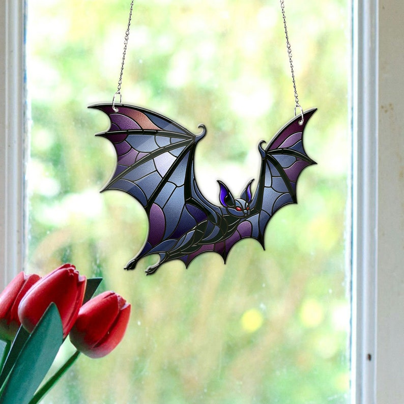 Bat Halloween Acrylic Window Fly, Indoor Decor, Bat lovers gift , Gothic Decor