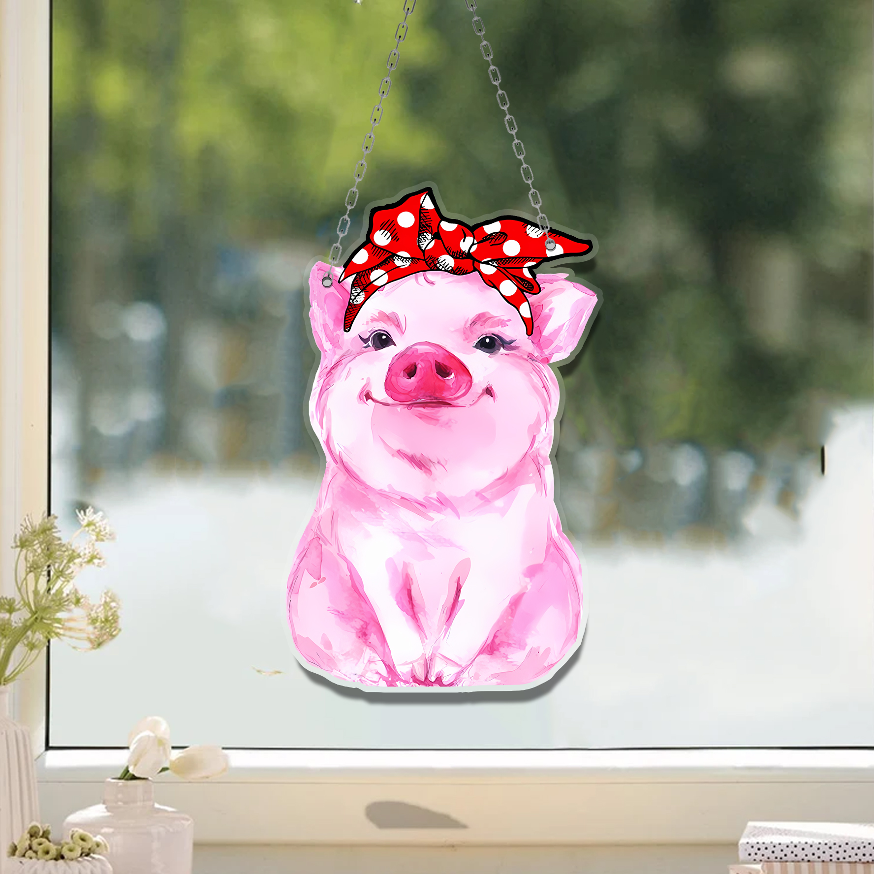 Pig Acrylic Window Hangings, Pig Farm Lover’s, Pig Farmer Window hanging, Home Decor , Gift For Woman