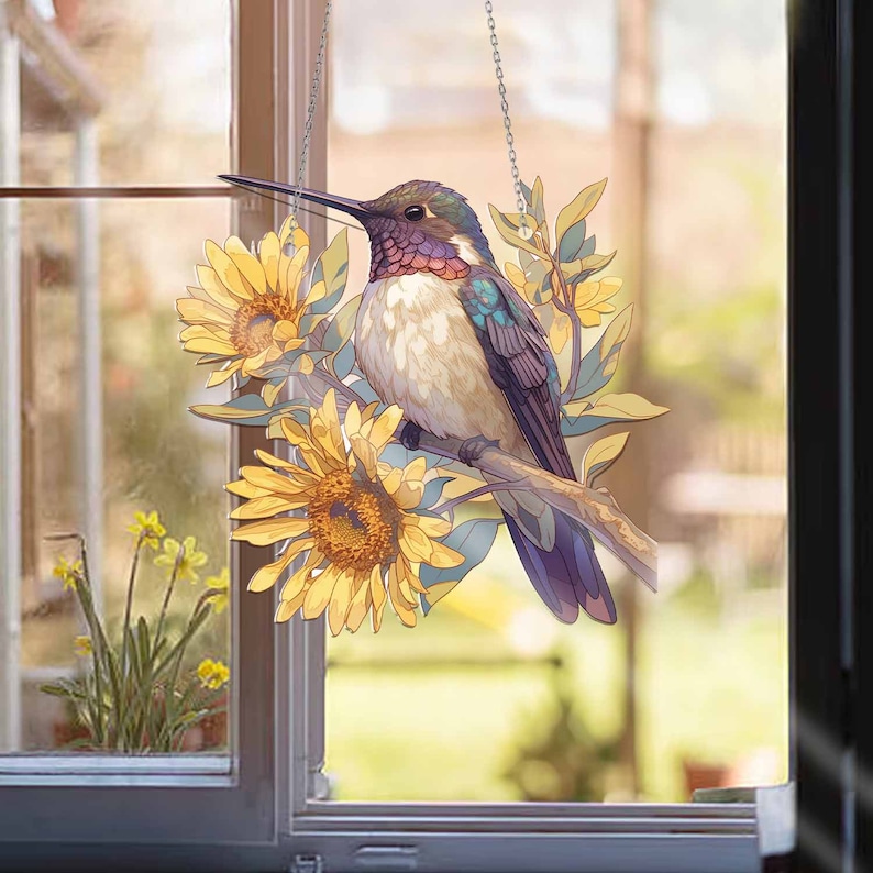 Hummingbird And Sunflower Acrylic