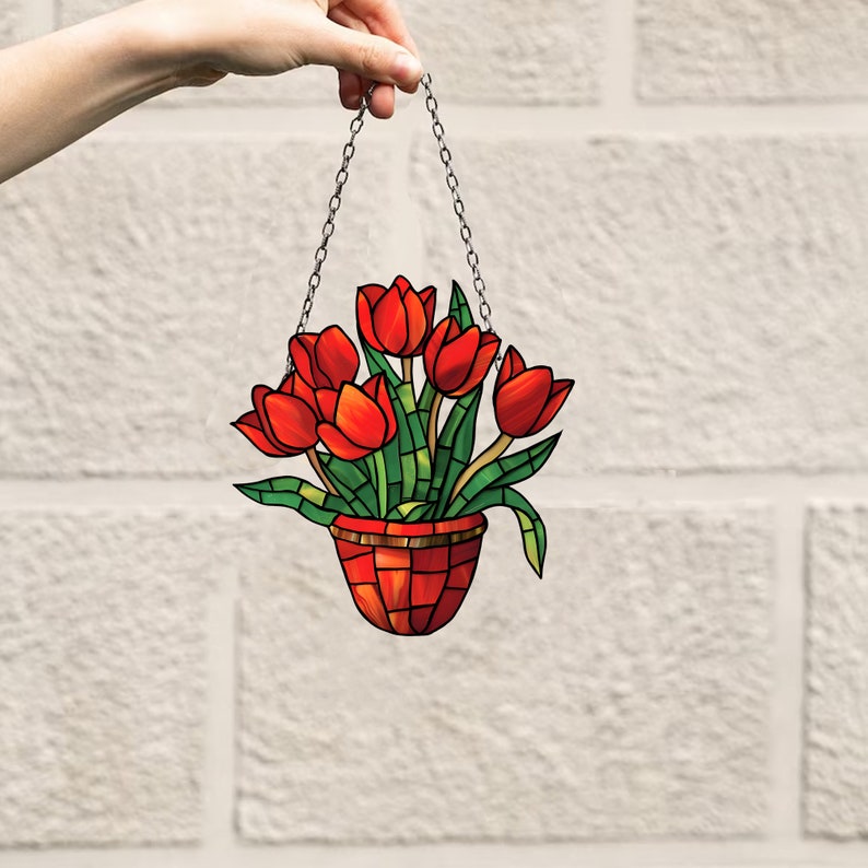 Red Flower Acrylic Window Tulip