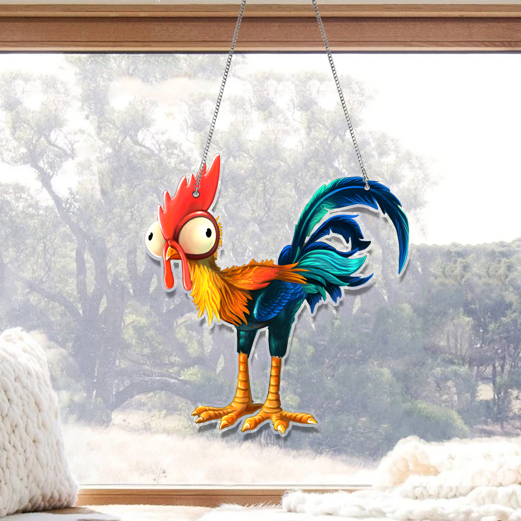 Chicken Rooster Acrylic Window Hanging, Gift For Chicken Lover’s, Chicken Decoration, Farm Decor, Gift For Farmer, Housewarming Decor