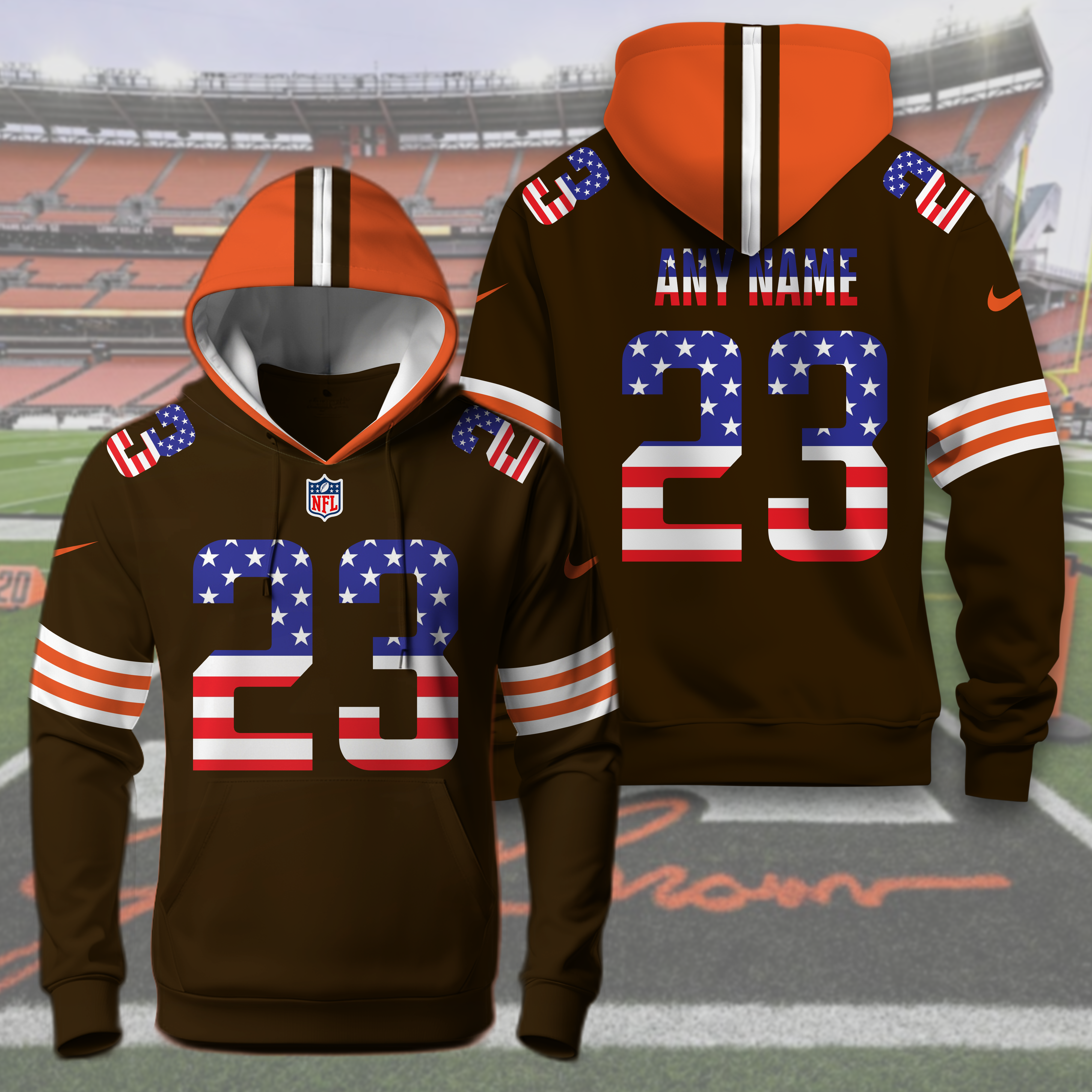 Cleveland Browns reveal hoodie patch, field logo honoring Jim Brown PT57125 (Copy)