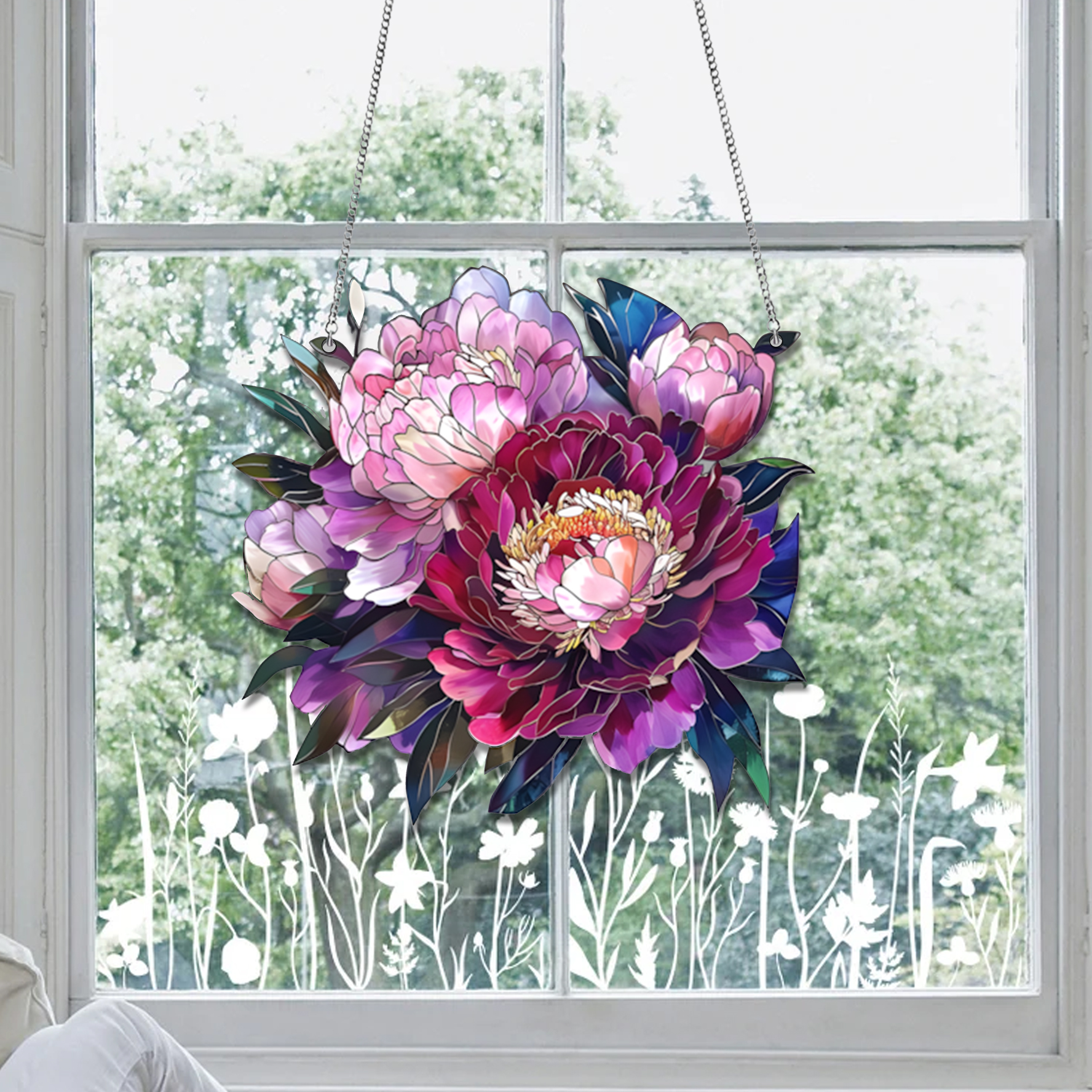 Peonies flowers Acrylic Window Decor
