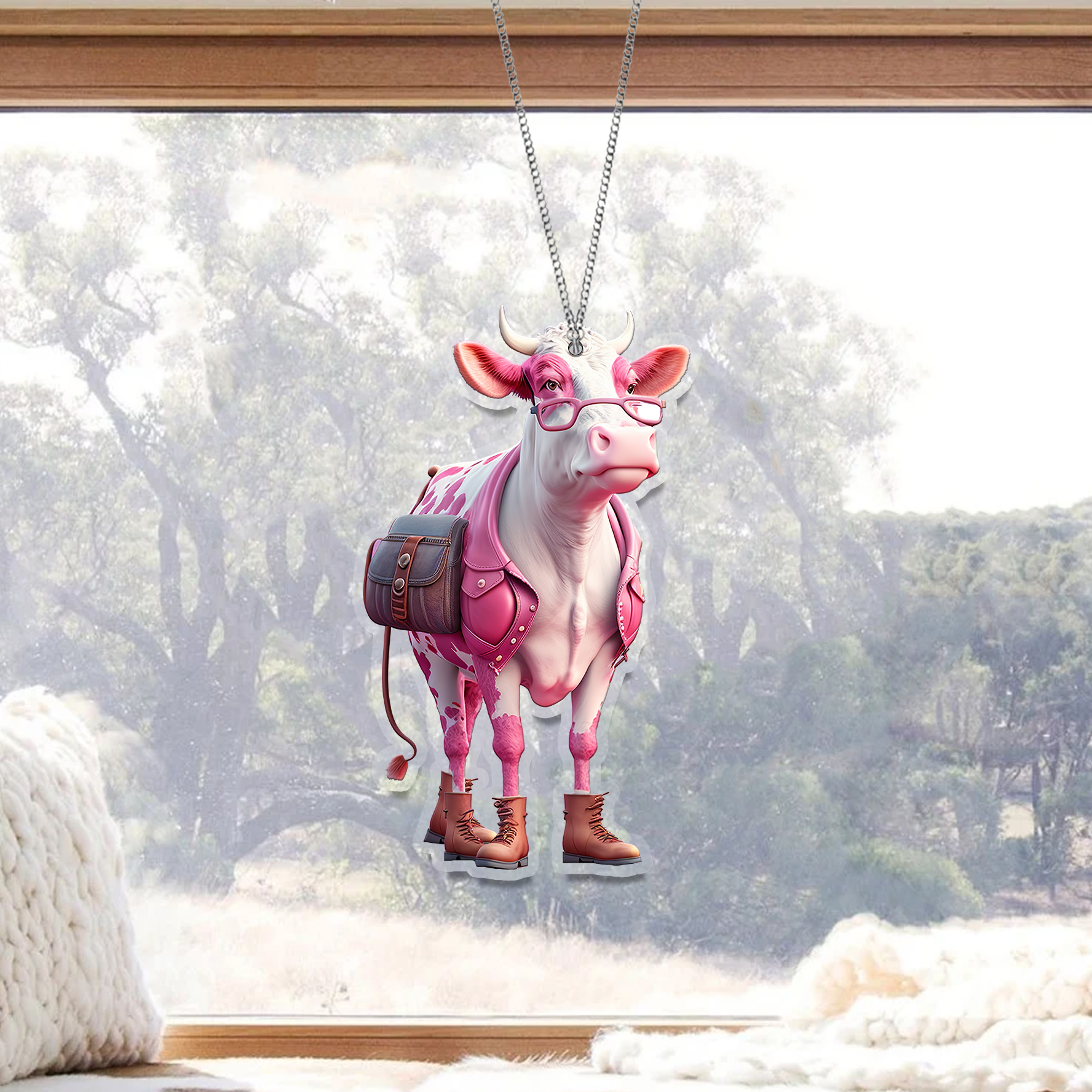 Cows Pink Cute ACRYLIC window hanging, Farmhouse Window Hangings, Gift for farmer, Housewarming gift, Gift For Cow Lover’s