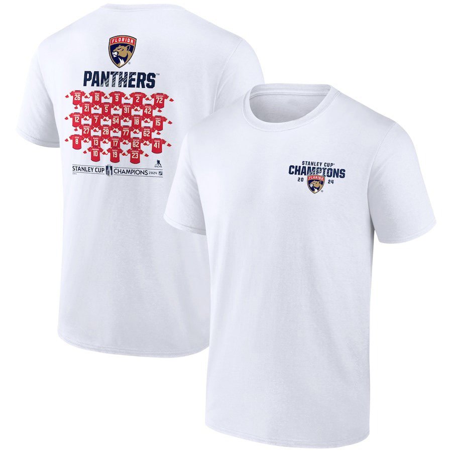 Florida Panthers 2024 Stanley Cup Champions Jersey Roster T-Shirt PT57175