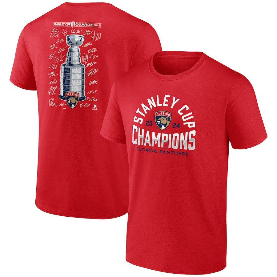 Florida Panthers 2024 Stanley Cup Champions Signature Roster T-Shirt PT57176