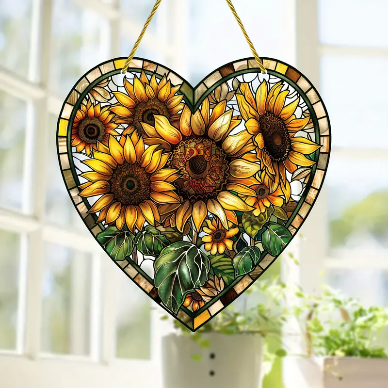 Sunflower Heart Colorful Garden Acrylic Window