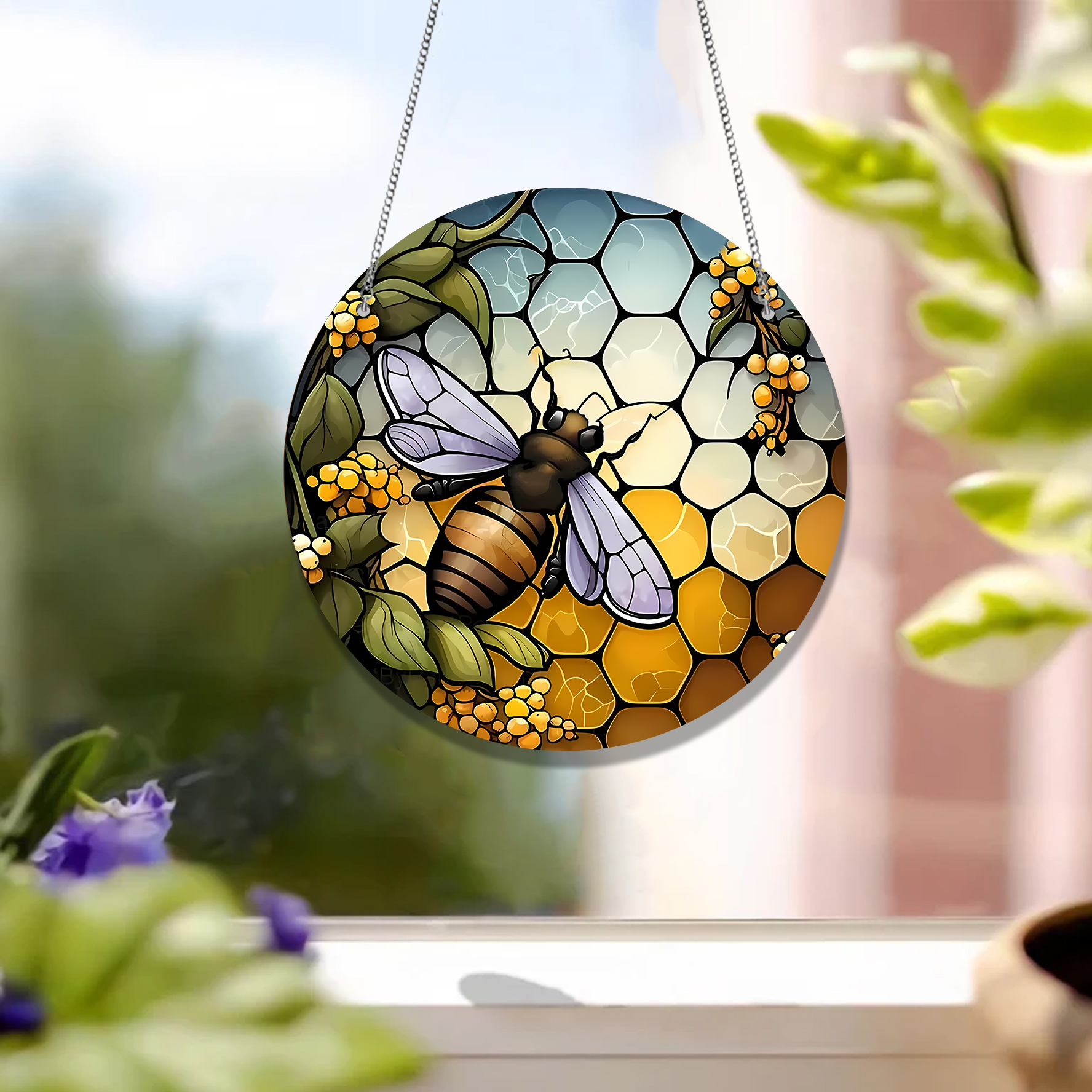 Bumblebee Honeycomb ACRYLIC Window hanging