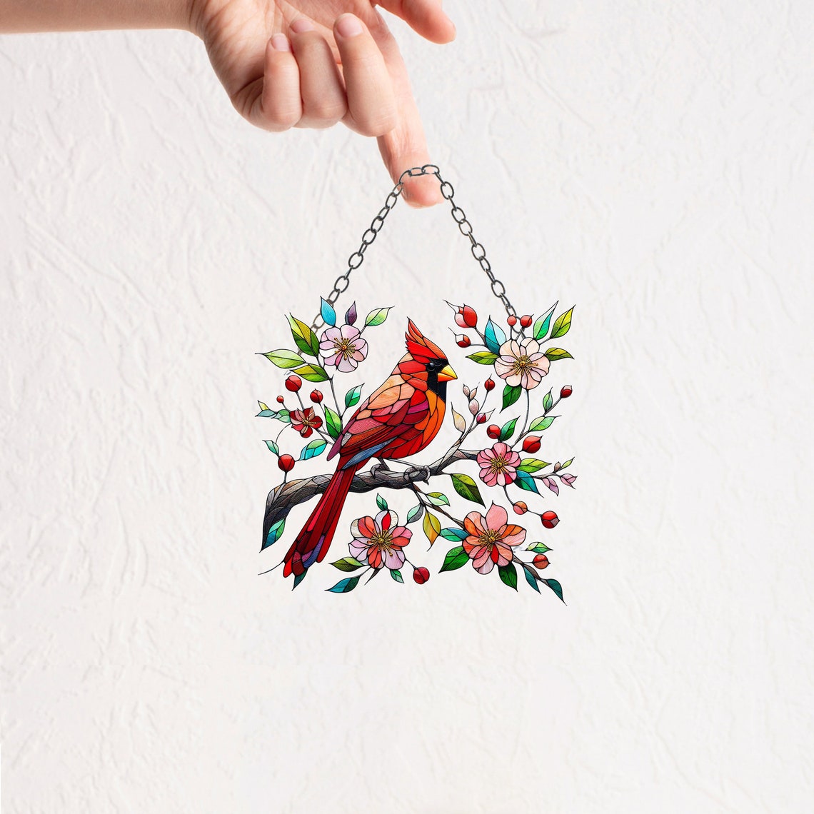 Cardinal Bird Flower Acrylic Window
