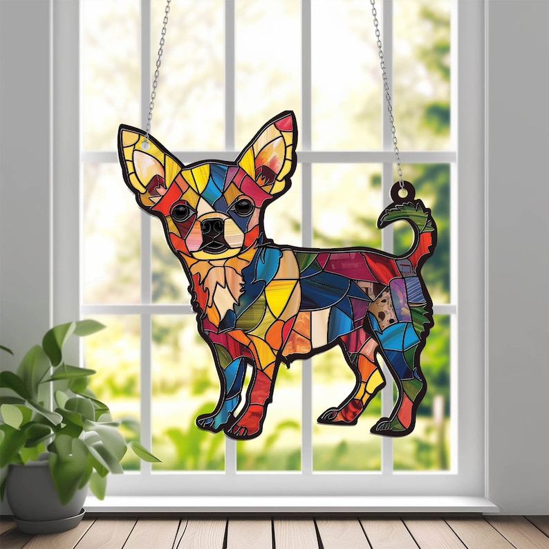 Chihuahua Acrylic Window Hanging,