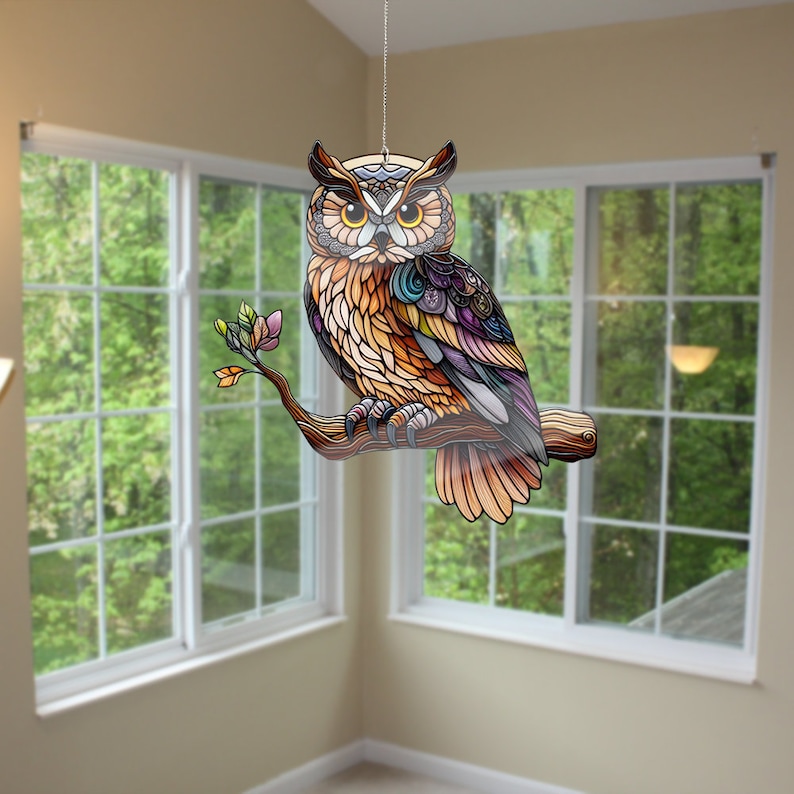 Owl Bird Acrylic Window for  Hanging Decor