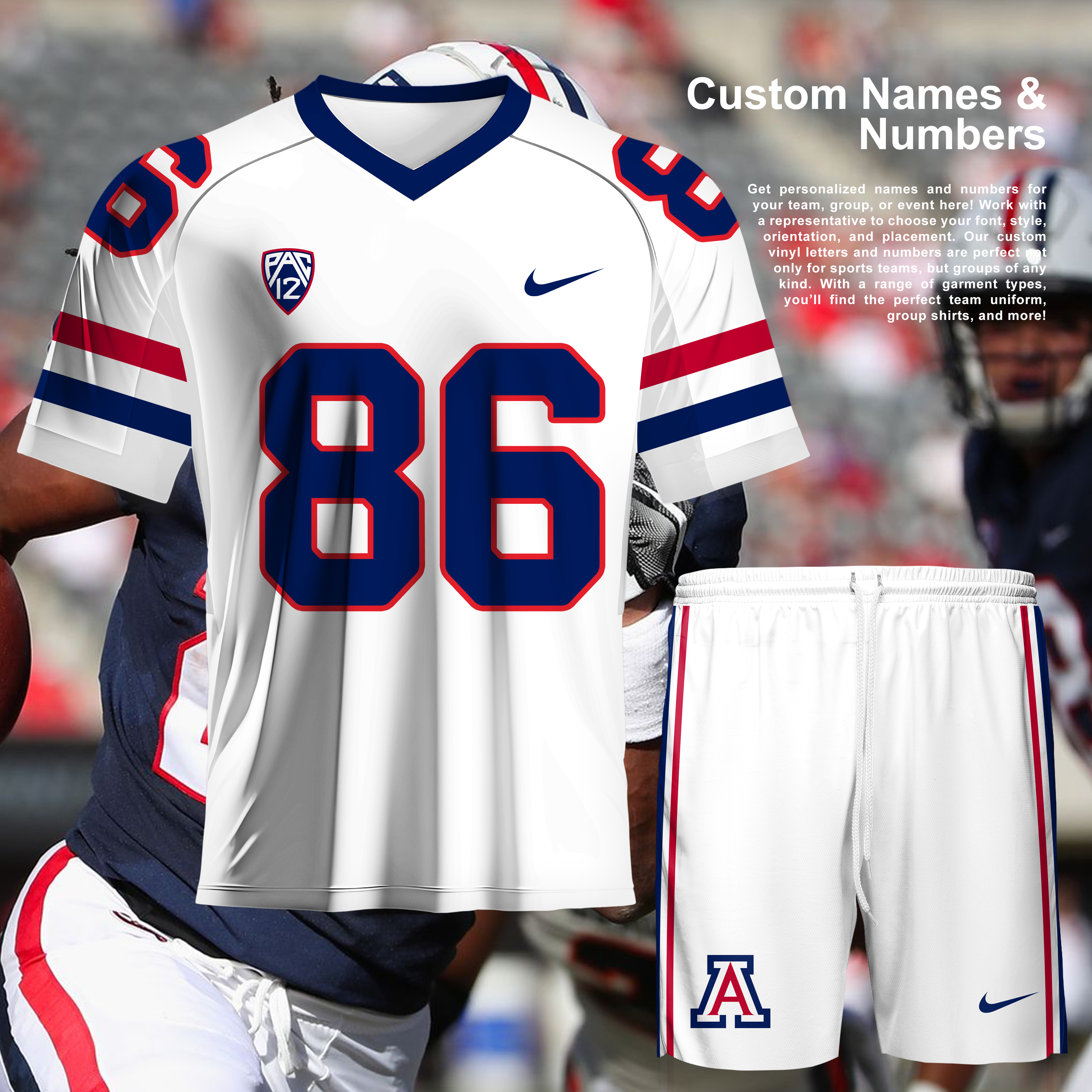 Arizona Wildcats-White NCAA Team Short T-Shirt PT57080