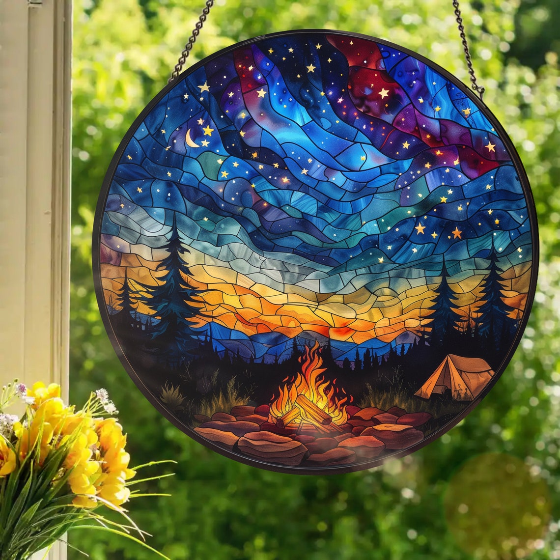 Starry Camp Fire Acrylic Window Style