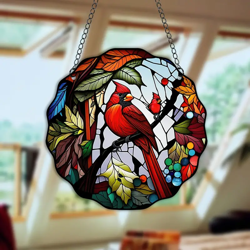 Cardinal Tree Flower Acrylic Window hanging,