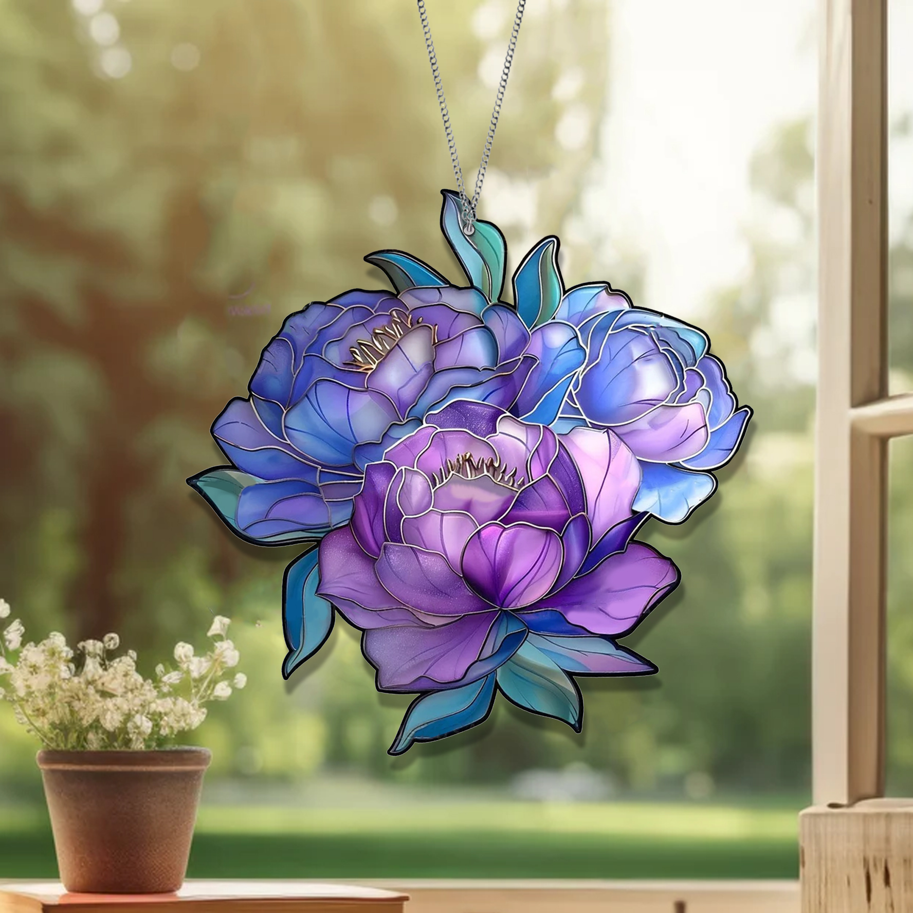 Lotus Flower Acrylic Window Hanging,