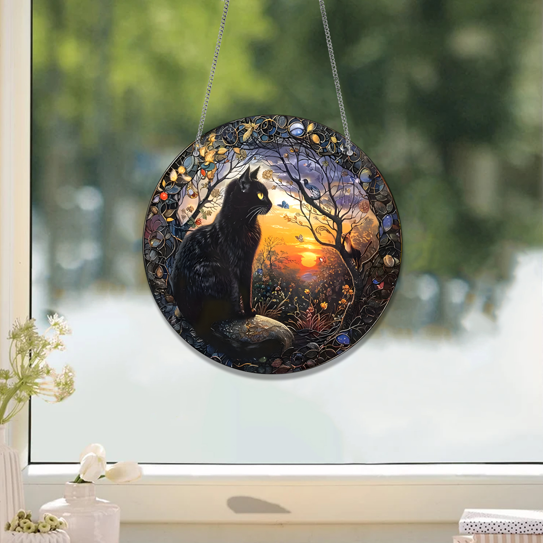 Black Cat Acrylic Window Hanging