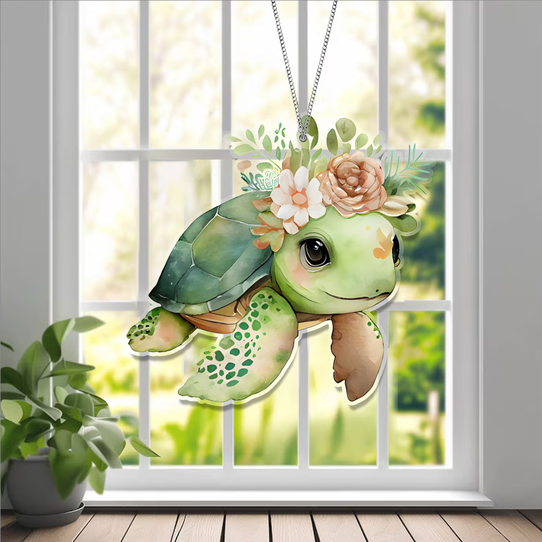 Turtle Flower Acrylic Window Decor