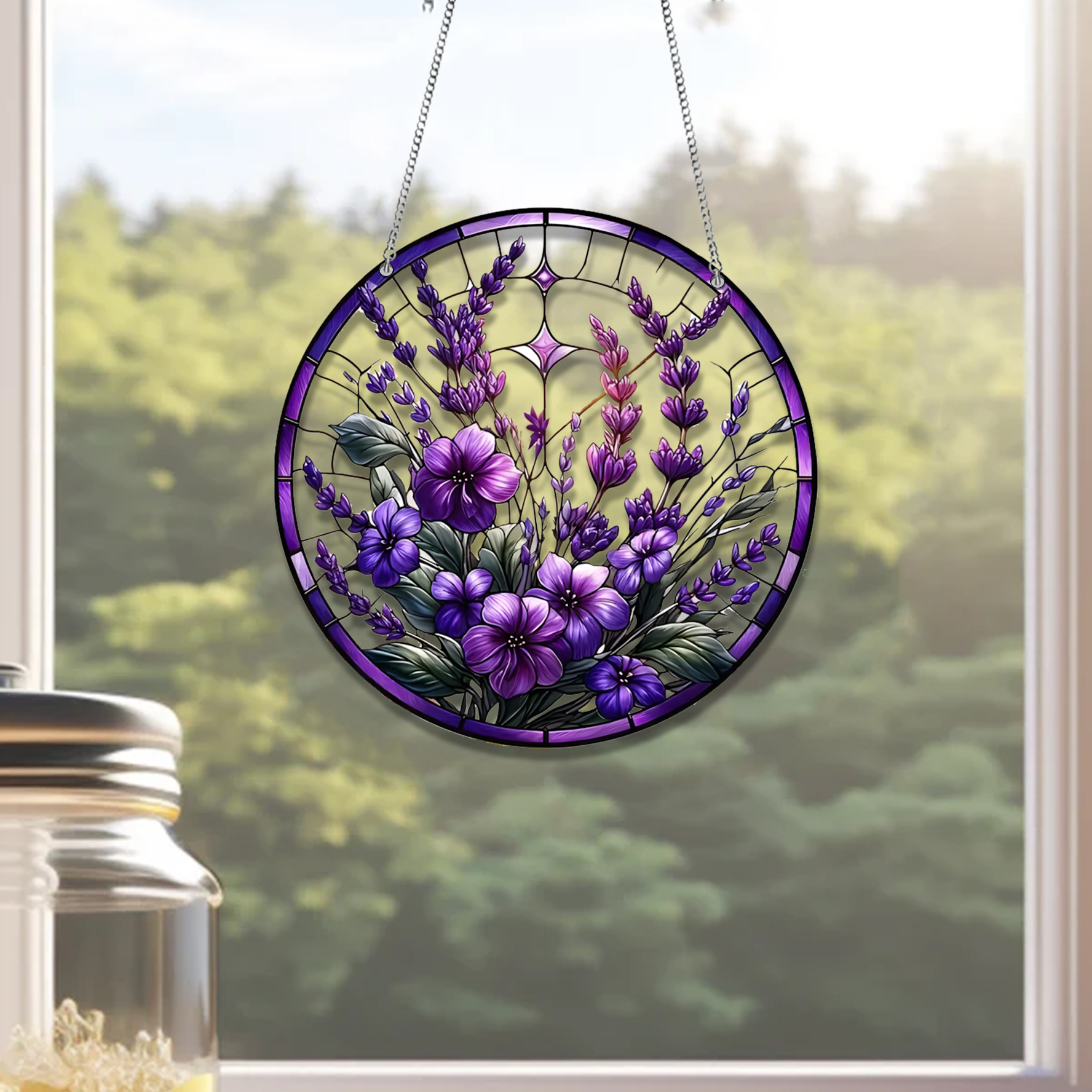Purple Flower Acrylic Window Hanging