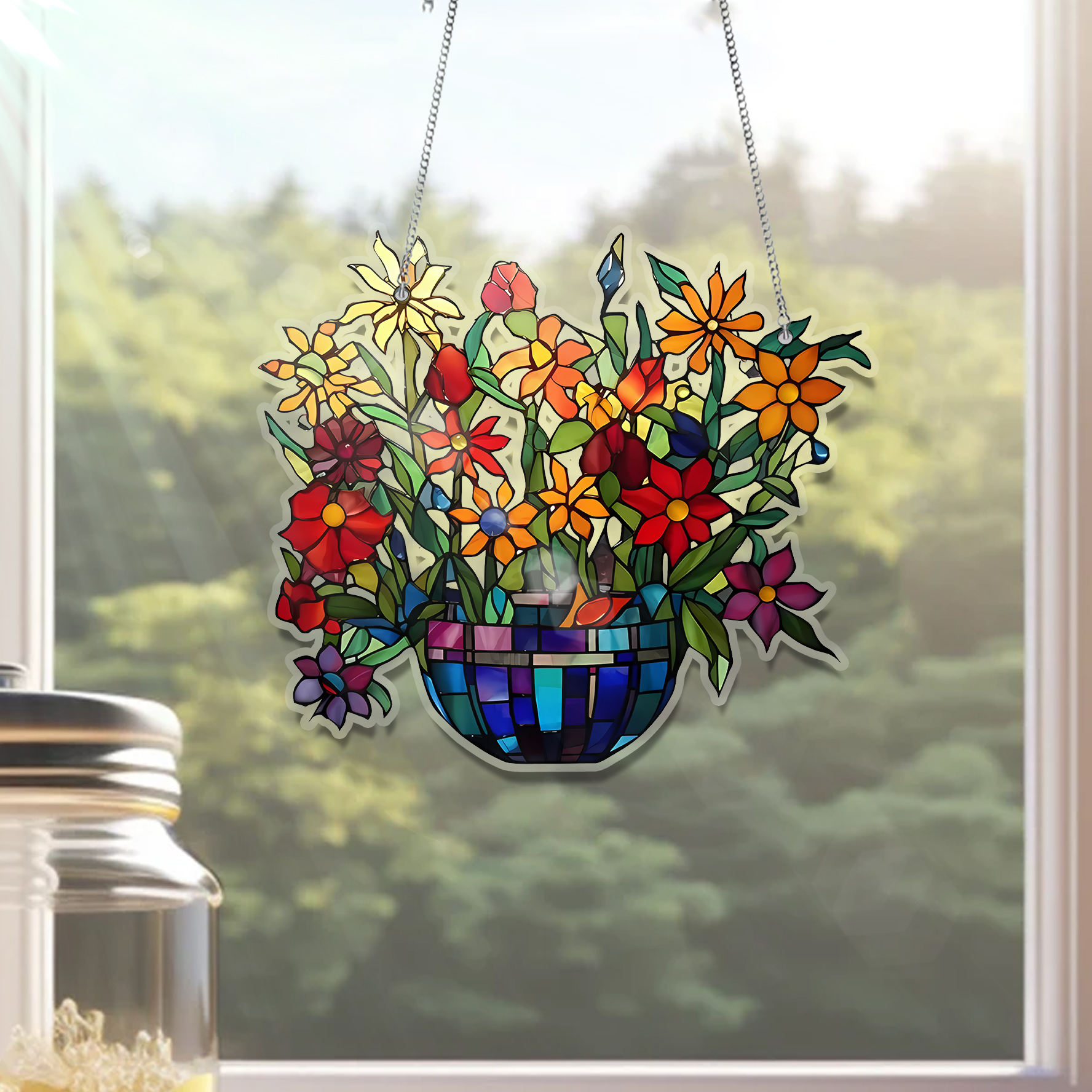 Colorful Flower Acrylic Window Hanging