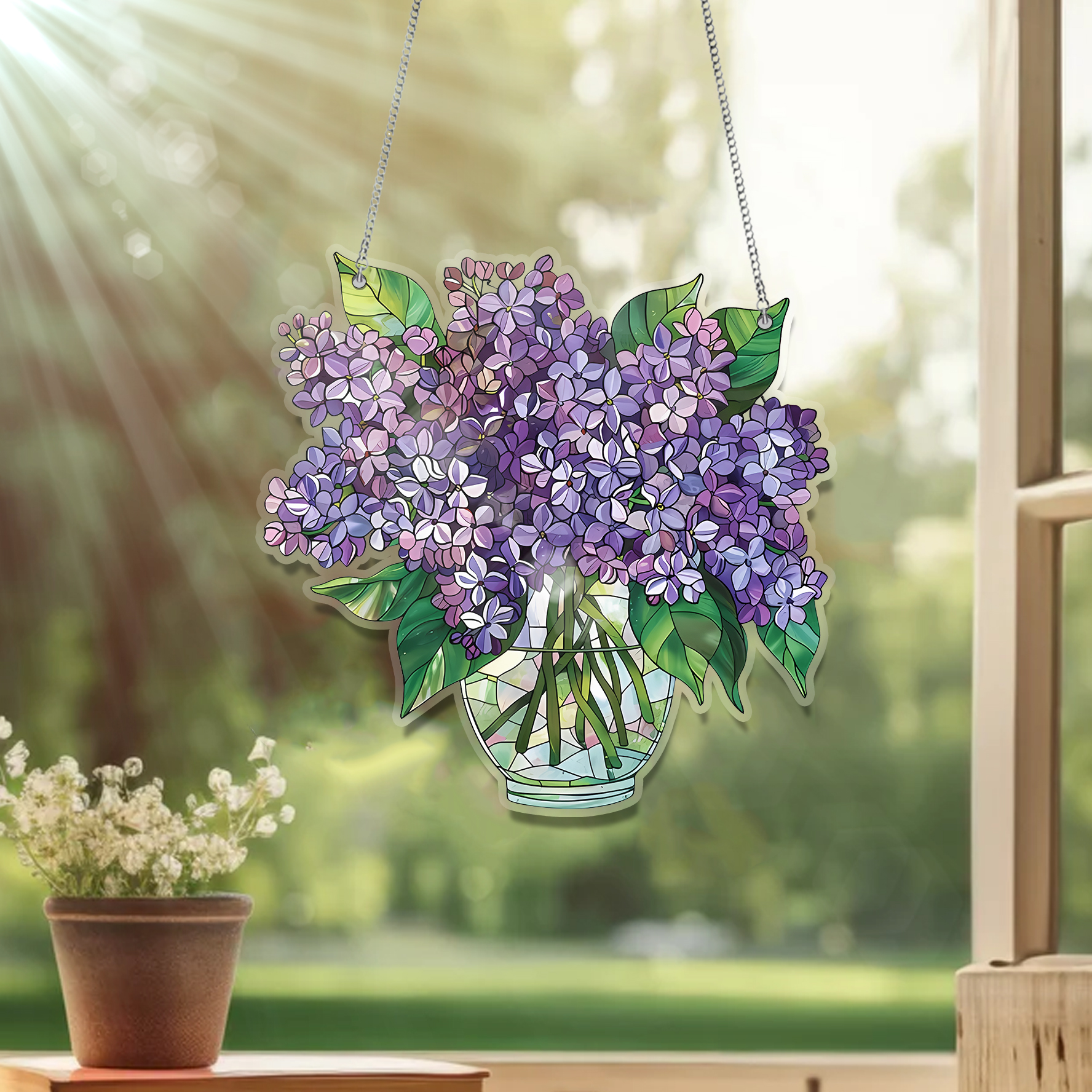 Lilac Flower Acrylic Window Hanging