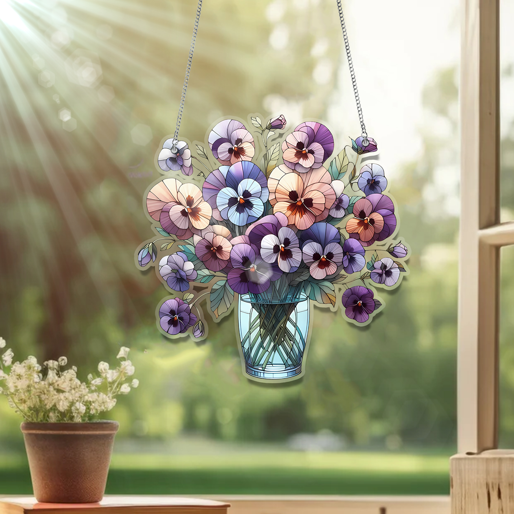 Pansy Flower Acrylic Window Hanging