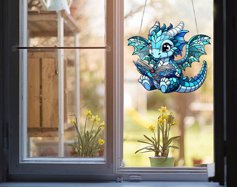 Book dragon Acrylic Window Hanging