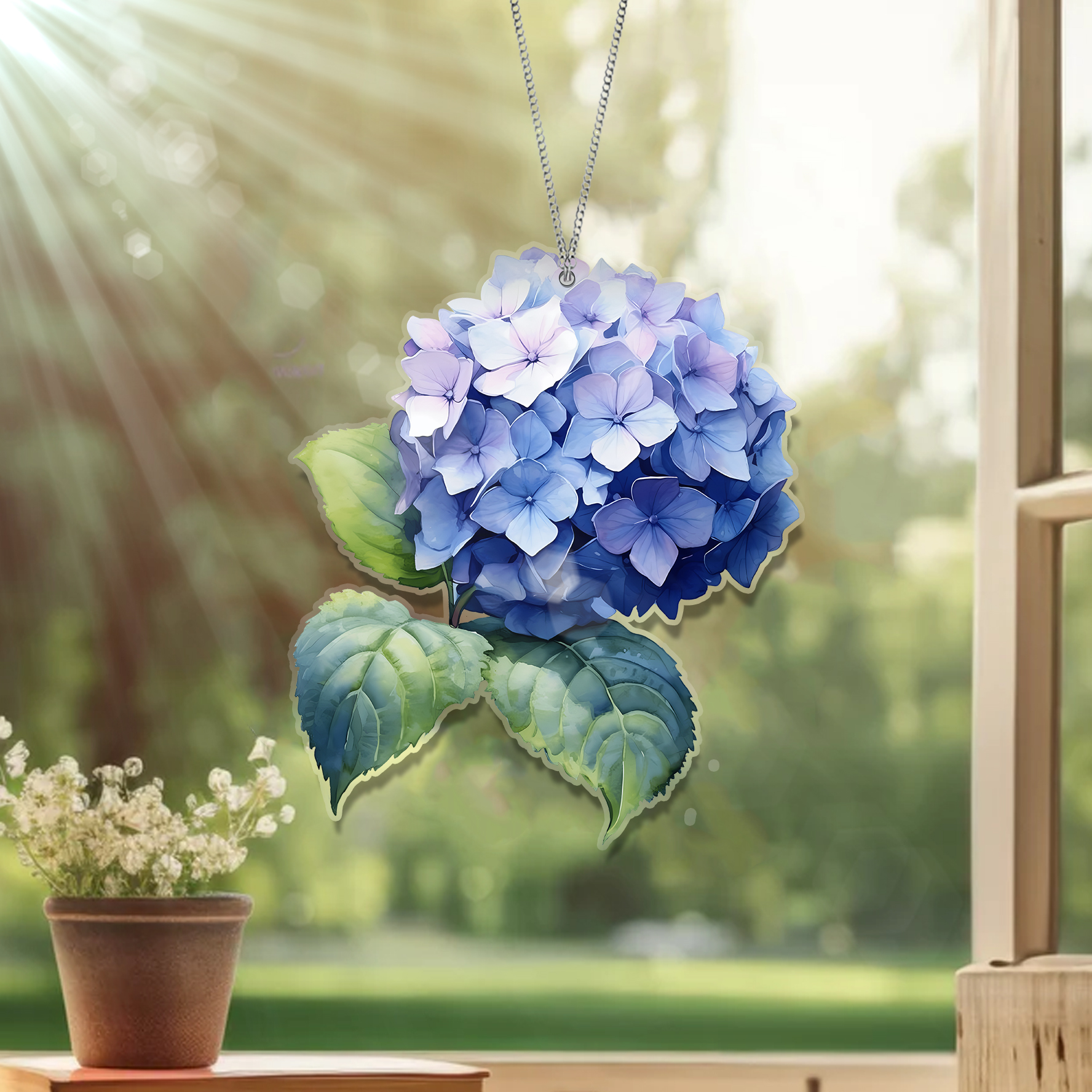 Hydrangea Flower Acrylic Window Hanging, Window Hangings Home Decoration, Gift For Flower Lover’s, Gitf For Garden, Flower Lover’s