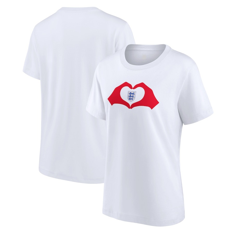 England Heart Hands Graphic T-Shirt - White - Womens PT57502