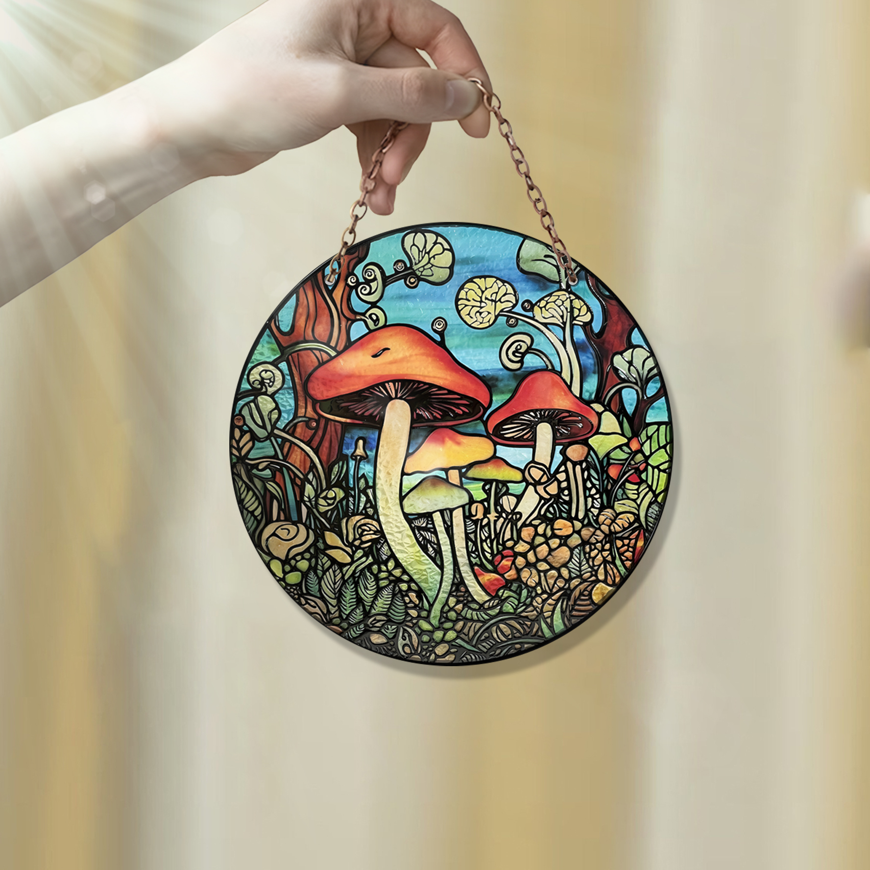 Mushroom Acrylic Window Hanging Decor,