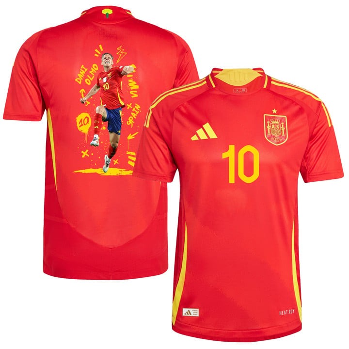 Dani Olmo 10 Spanish Star Spain National Team 2024 Home Men Jersey - Red PT57262