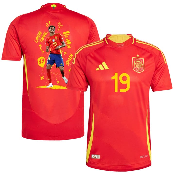 Lamine Yamal 19 Spanish Star Spain National Team 2024 Home Men Jersey PT57271