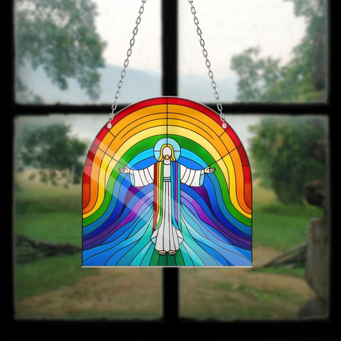 Jesus LGBTQ+ Rainbow Pride Acrylic Window hanging