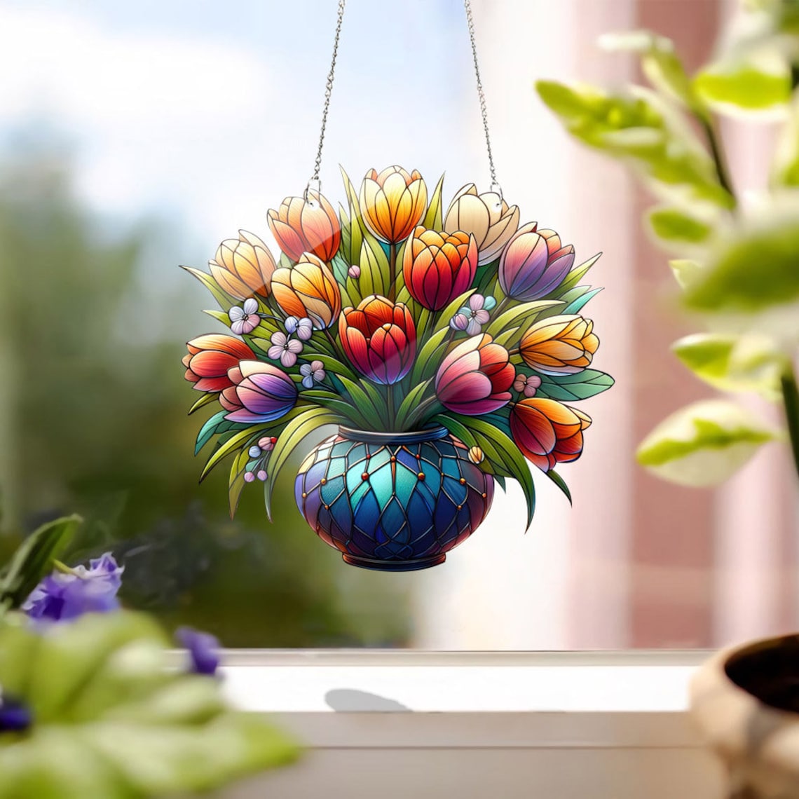 Tulip Pot Acrylic Window Hanging