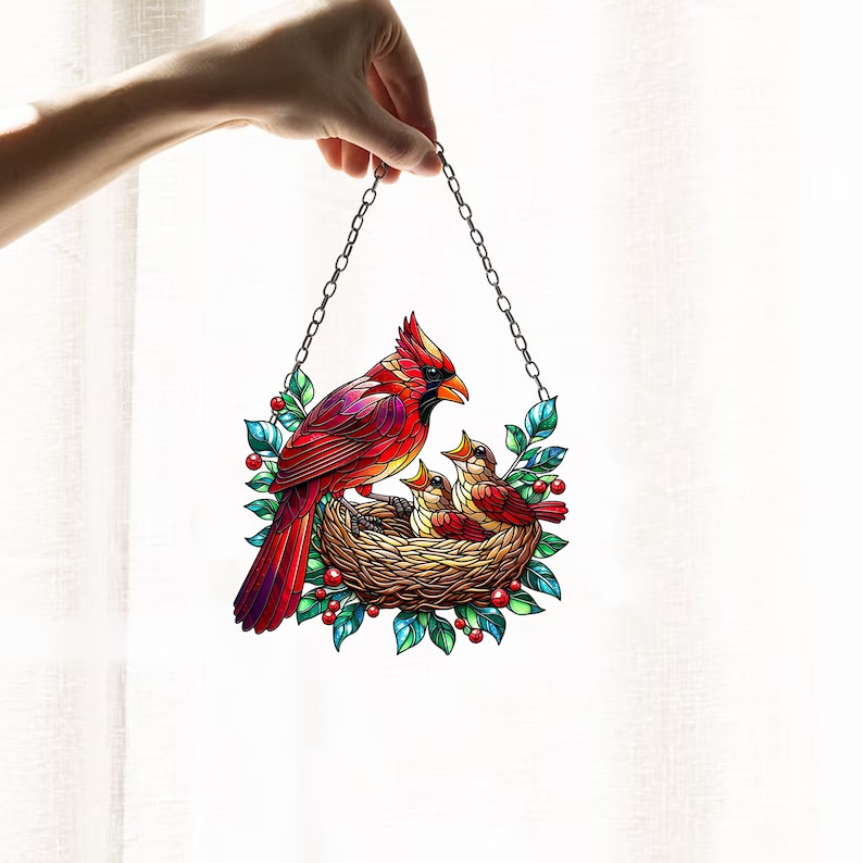 Cardinal Acrylic Window hanging, Cardinal Memories Acrylic Window Hanging, Cardinal Lover’s Gift , Bird Lover’s, Home Decor , Gift For Garden